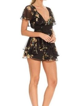 Zimmermann Maples Wrap Playsuit Black Bird Floral Size 6  for rent on The Volte - image 3