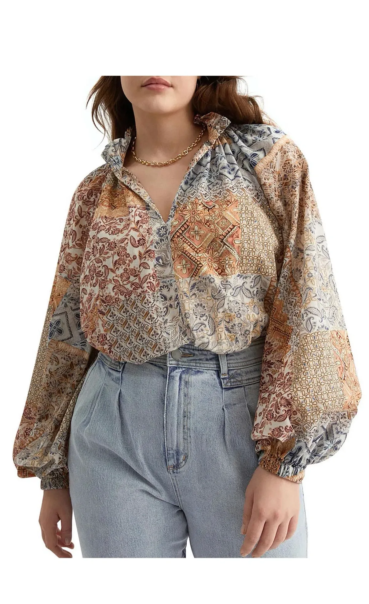 Witchery Print Raglan Blouse Size 12 - Image 1