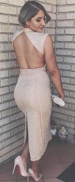 Portia And Scarlett Balmain Midi Dress Nude Size 6 for rent on The Volte - image 4