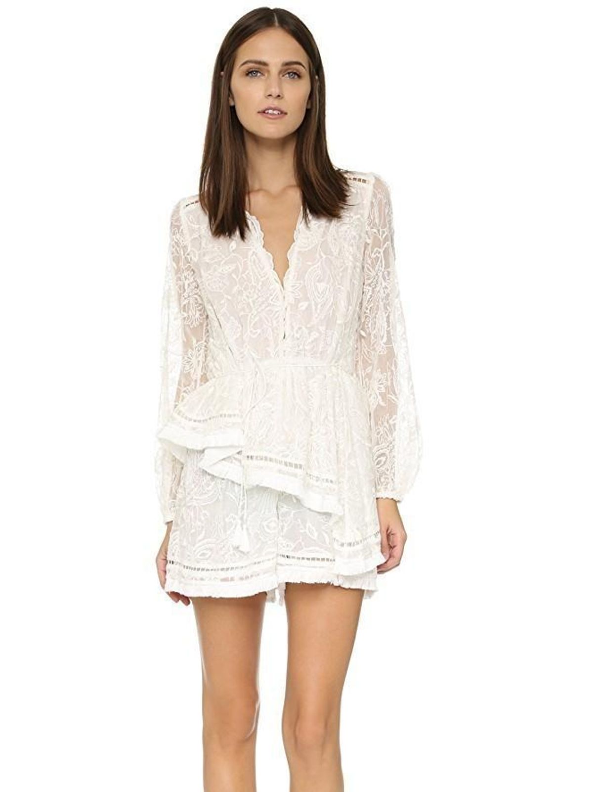 Zimmermann Henna Floating Fringe Playsuit White Ivory Size 6  - Image 2