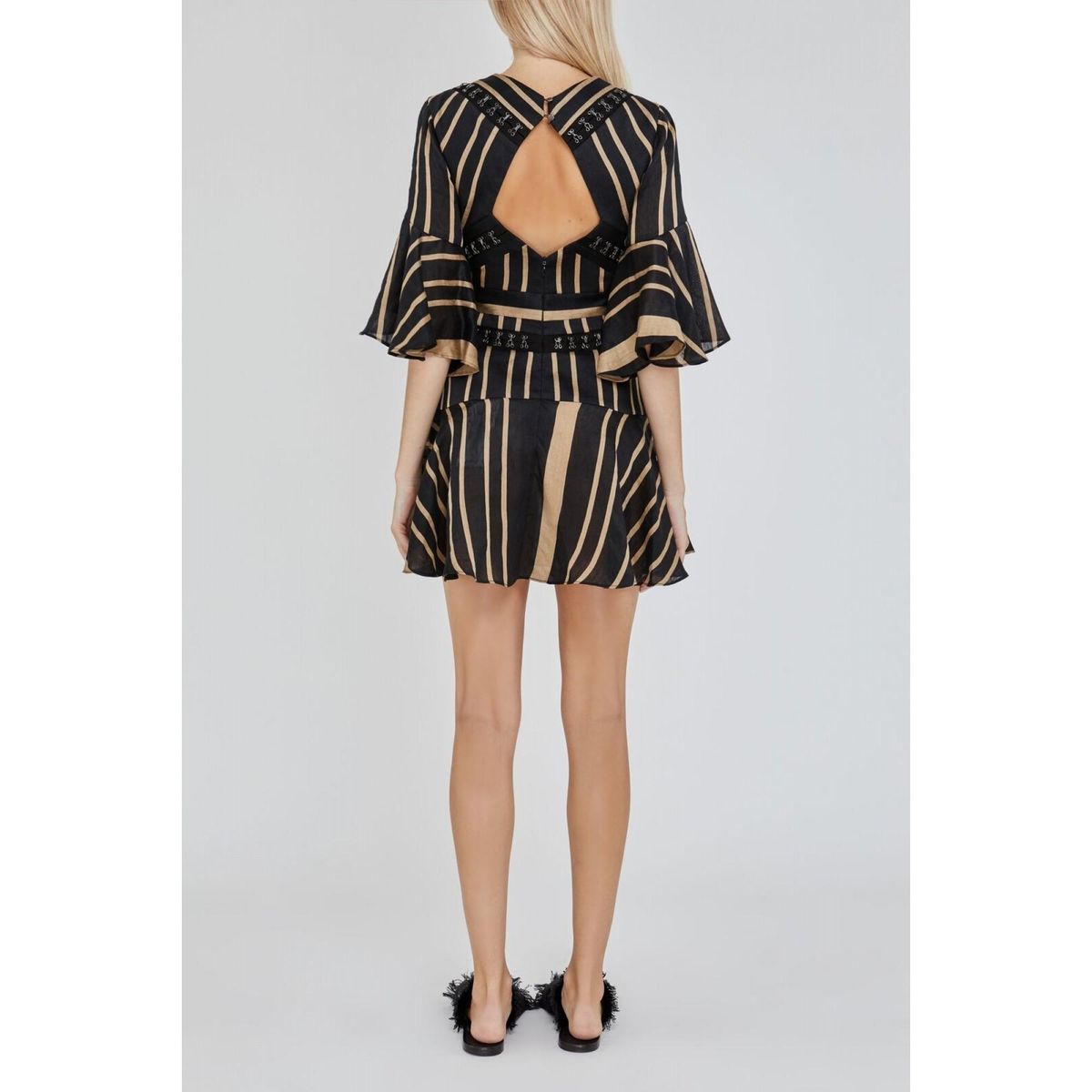 Acler Archer Mini Dress Bronze Stripe Size 6 - Image 4