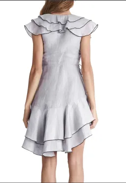 AJE Norburn Wrap Dress,  in Powder Blue with Black Trim. Size 12. for rent on The Volte - image 2