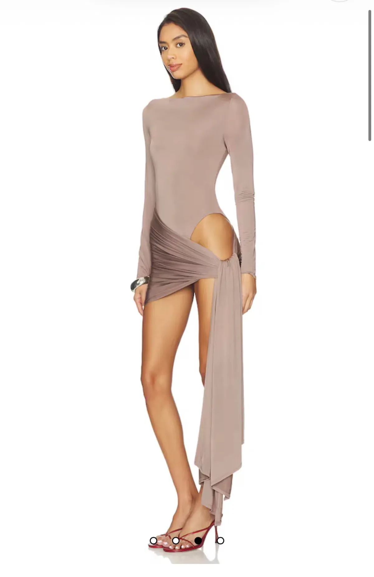 Imari Mini Dress in Taupe - Image 3