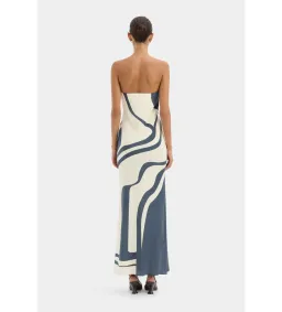 Sir The Label Lilou Strapless Midi Dress in Liora Charcoal Blue Size 2/AU10 for rent on The Volte - image 3