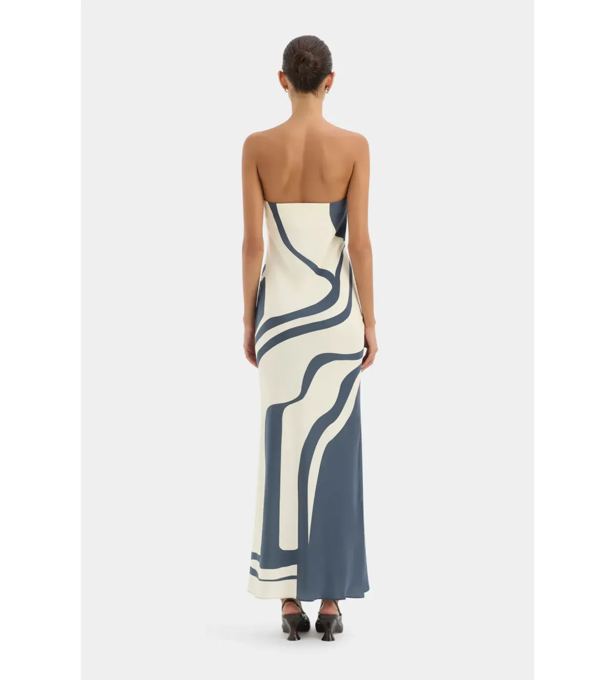 Sir The Label Lilou Strapless Midi Dress in Liora Charcoal Blue Size 1/AU8 - Image 3