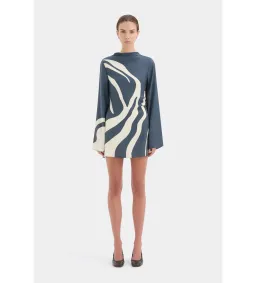 Sir The Label Lilou Long Sleeve Mini Dress in Liora Charcoal Blue Size 2/AU10 for rent on The Volte - image 1