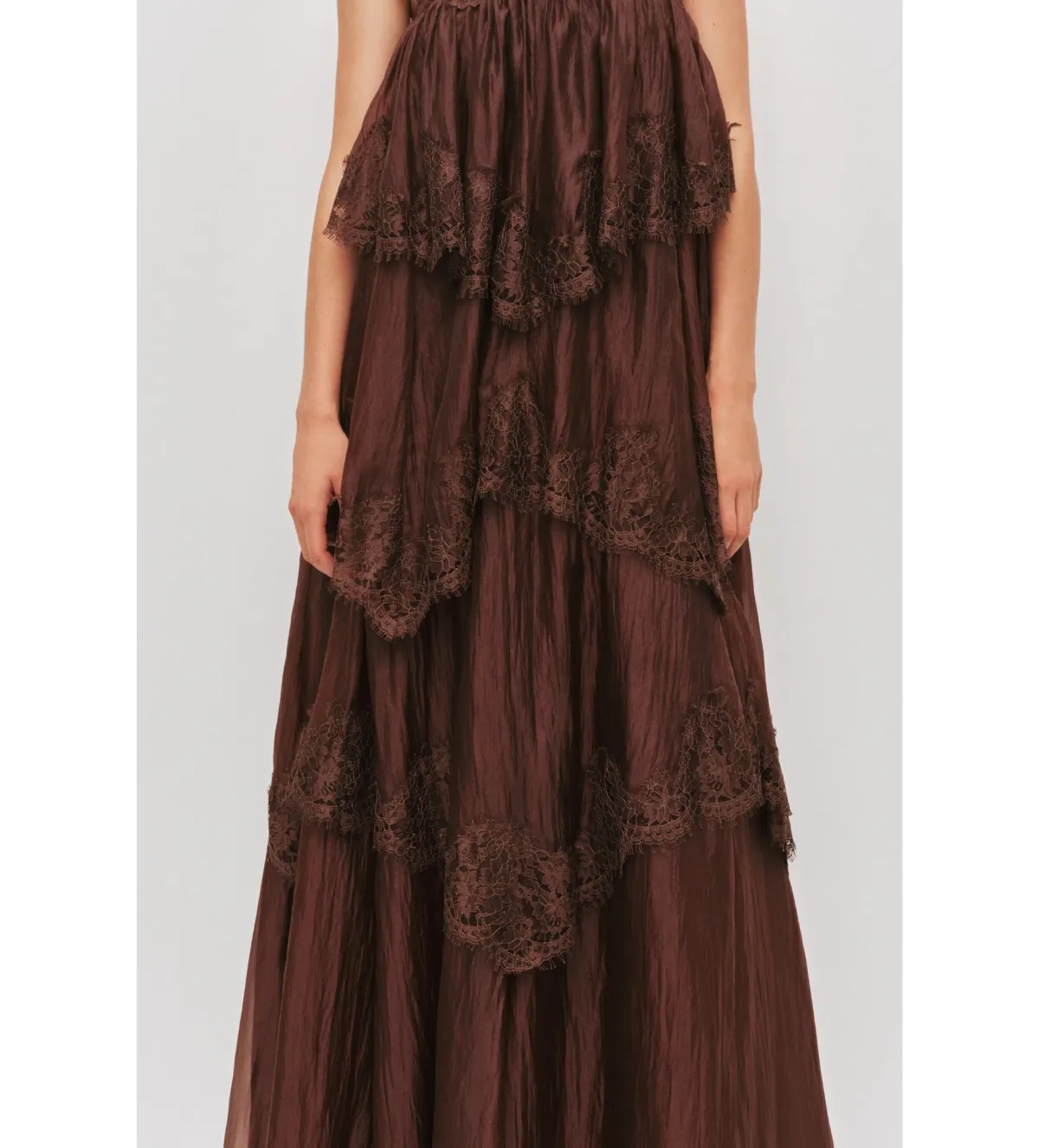 Aje Ophelia Lace Gown in Chocolate Size AU8 - Image 3