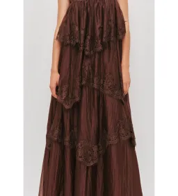 Aje Ophelia Lace Gown in Chocolate Size AU8 for rent on The Volte - image 3