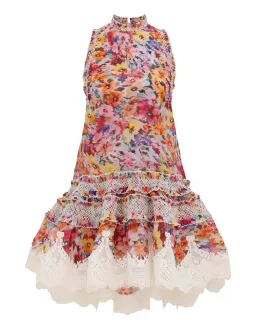 Zimmermann Luna Shirred Lantern Dress Multi Floral Size OP for rent on The Volte - image 1