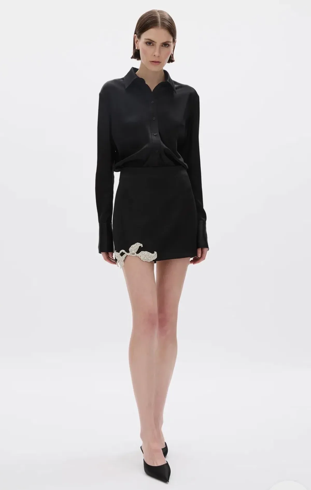 Rachel Gilbert Hallie Shirt & Mini Skirt Set in Black AU 6 - Image 2