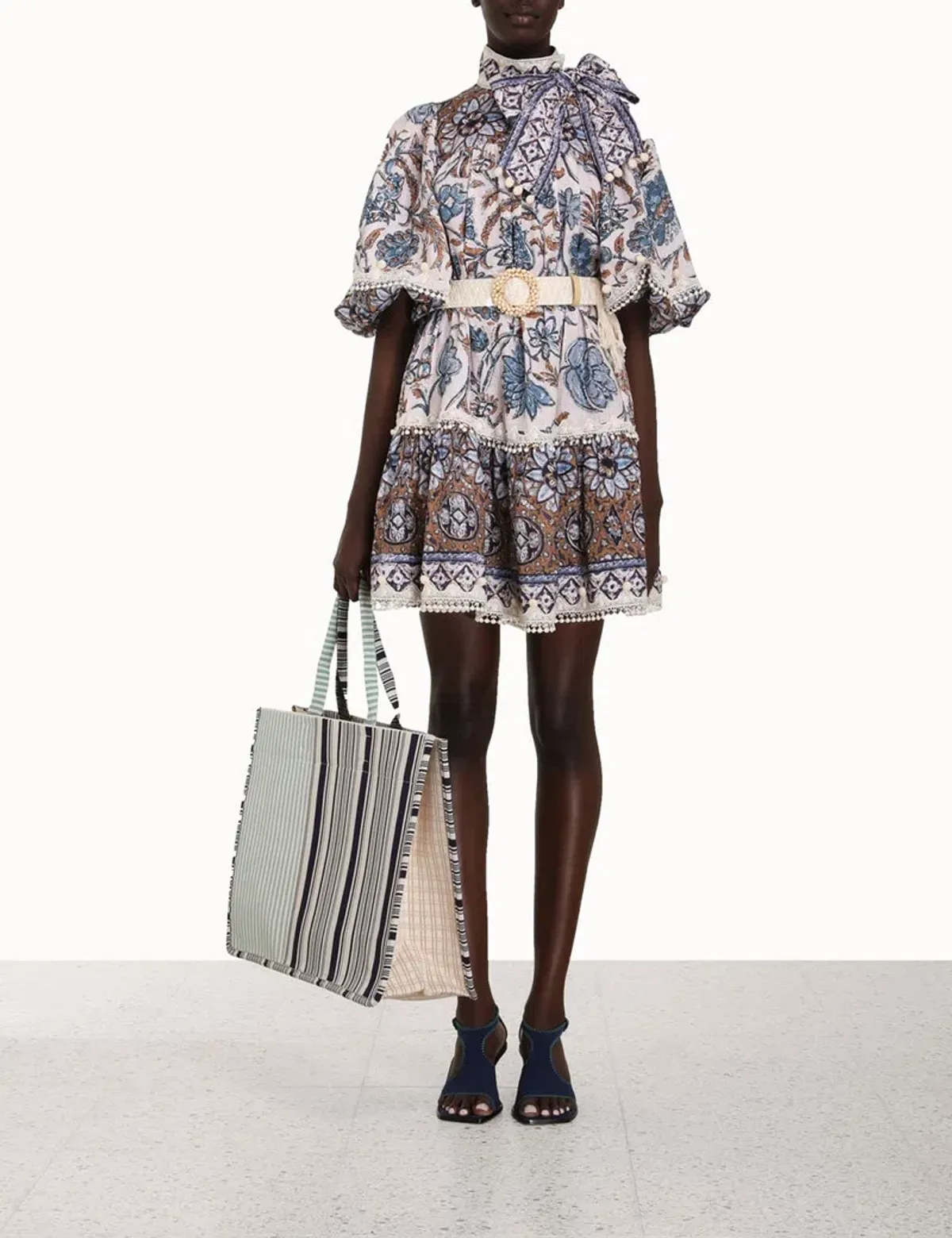 Zimmermann Vitali Tie Neck Mini Dress | Size 3 AU 14 - Image 1