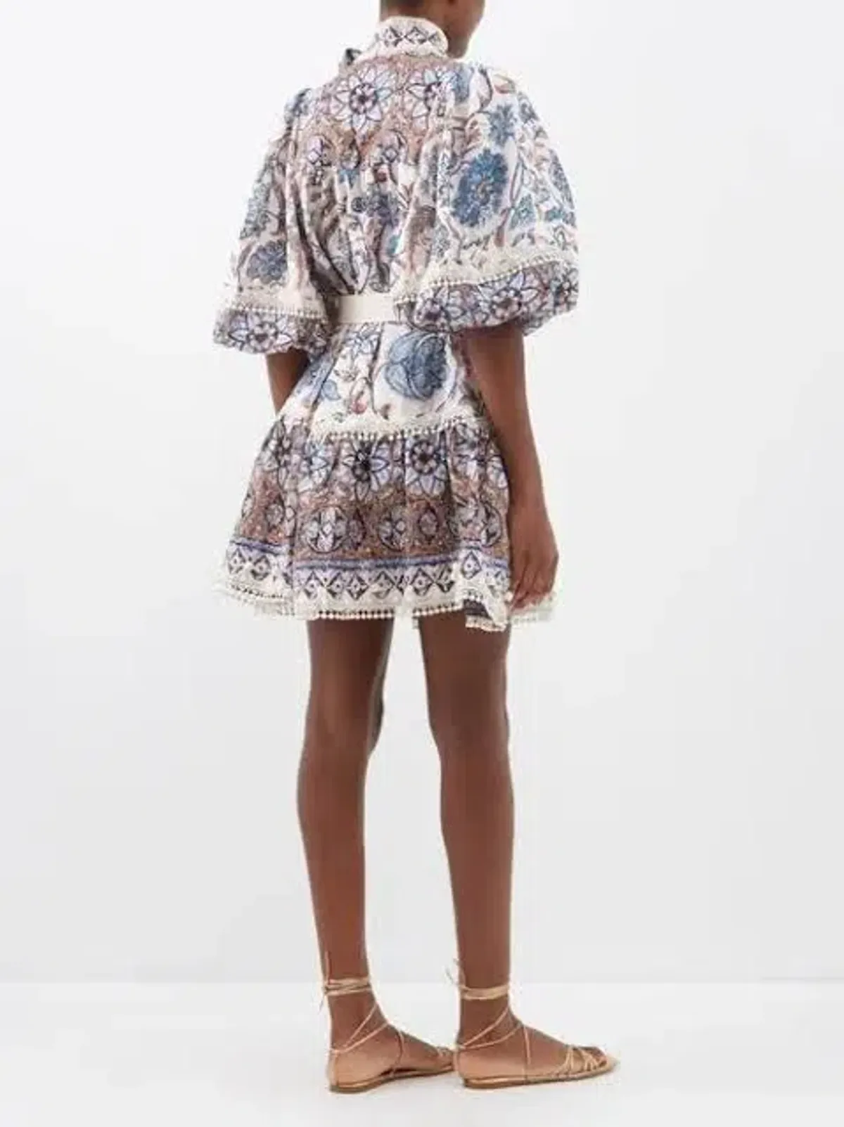 Zimmermann Vitali Tie Neck Mini Dress | Size 3 AU 14 - Image 4