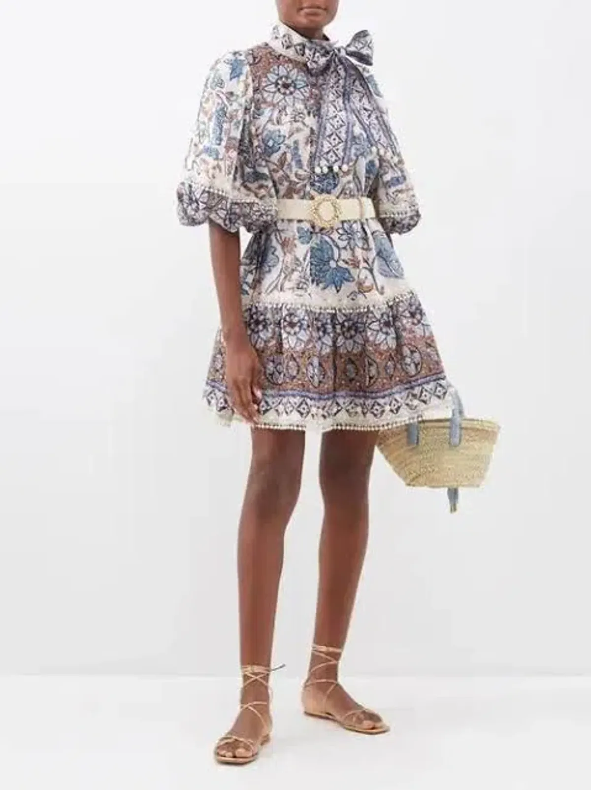 Zimmermann Vitali Tie Neck Mini Dress | Size 3 AU 14 - Image 3