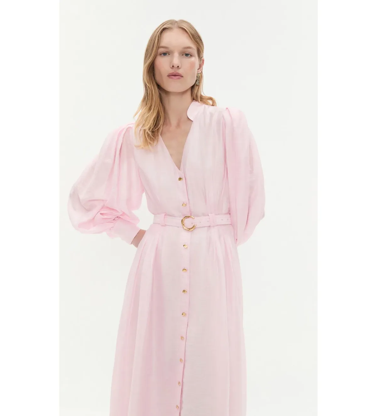 Aje Colette Shirt Midi Dress Pastel Pink Size 10 - Image 2