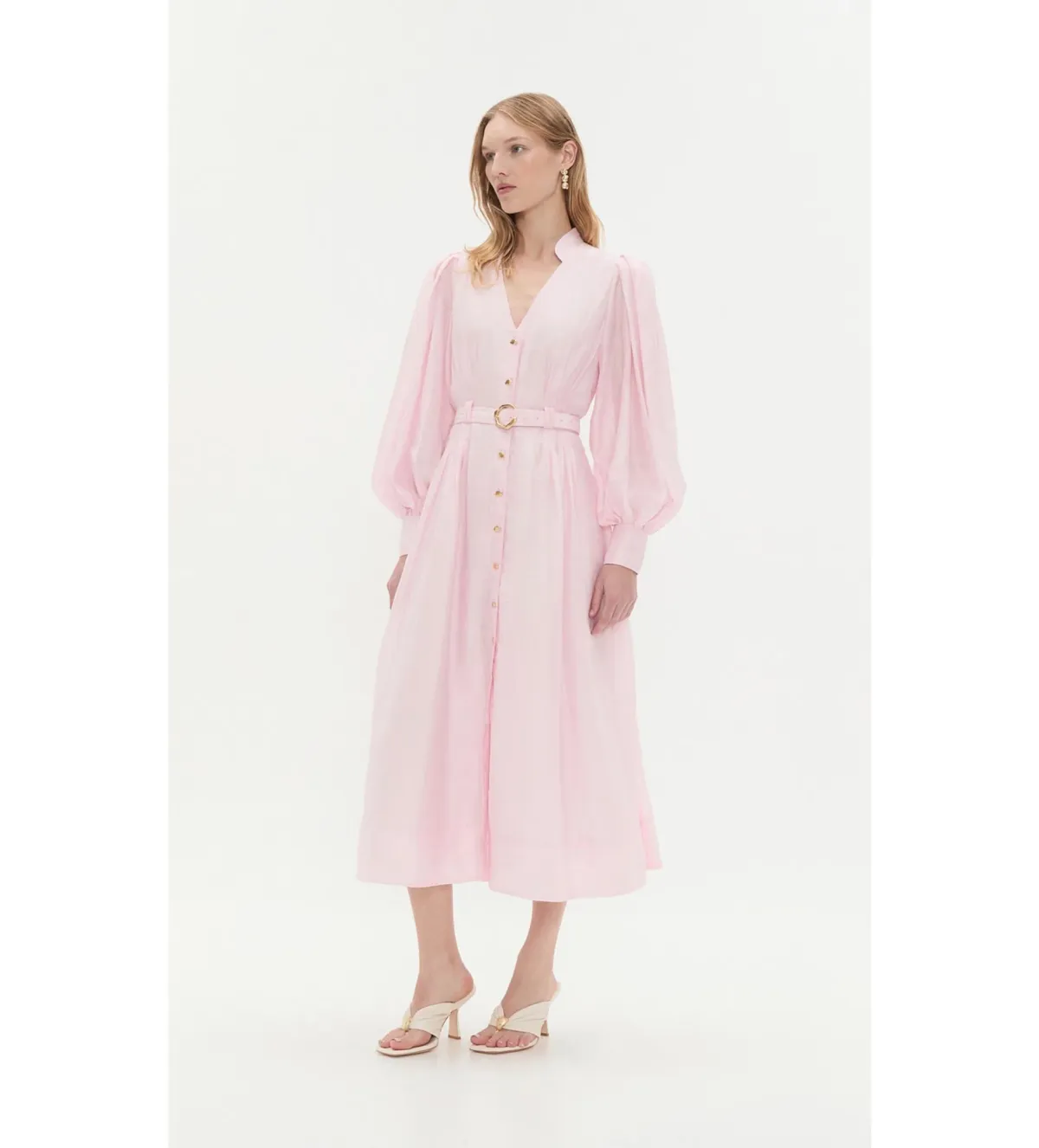 Aje Colette Shirt Midi Dress Pastel Pink Size 10 - Image 1