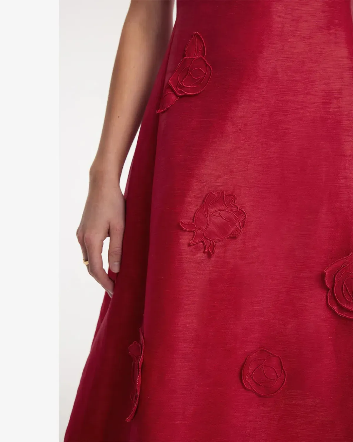 Leo Lin Cleo Appliqué Midi Dress; Red; size 10 - Image 3