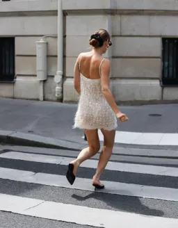 With Harper Lu Shift Mini Dress Sheer Jacquard White Size Small for rent on The Volte - image 5