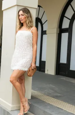 With Harper Lu Shift Mini Dress Sheer Jacquard White Size Small for rent on The Volte - image 3