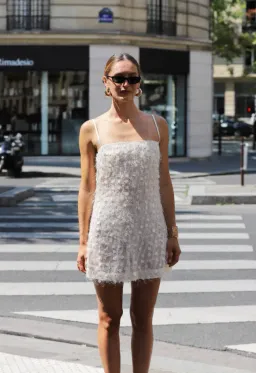 With Harper Lu Shift Mini Dress Sheer Jacquard White Size Small for rent on The Volte - image 1