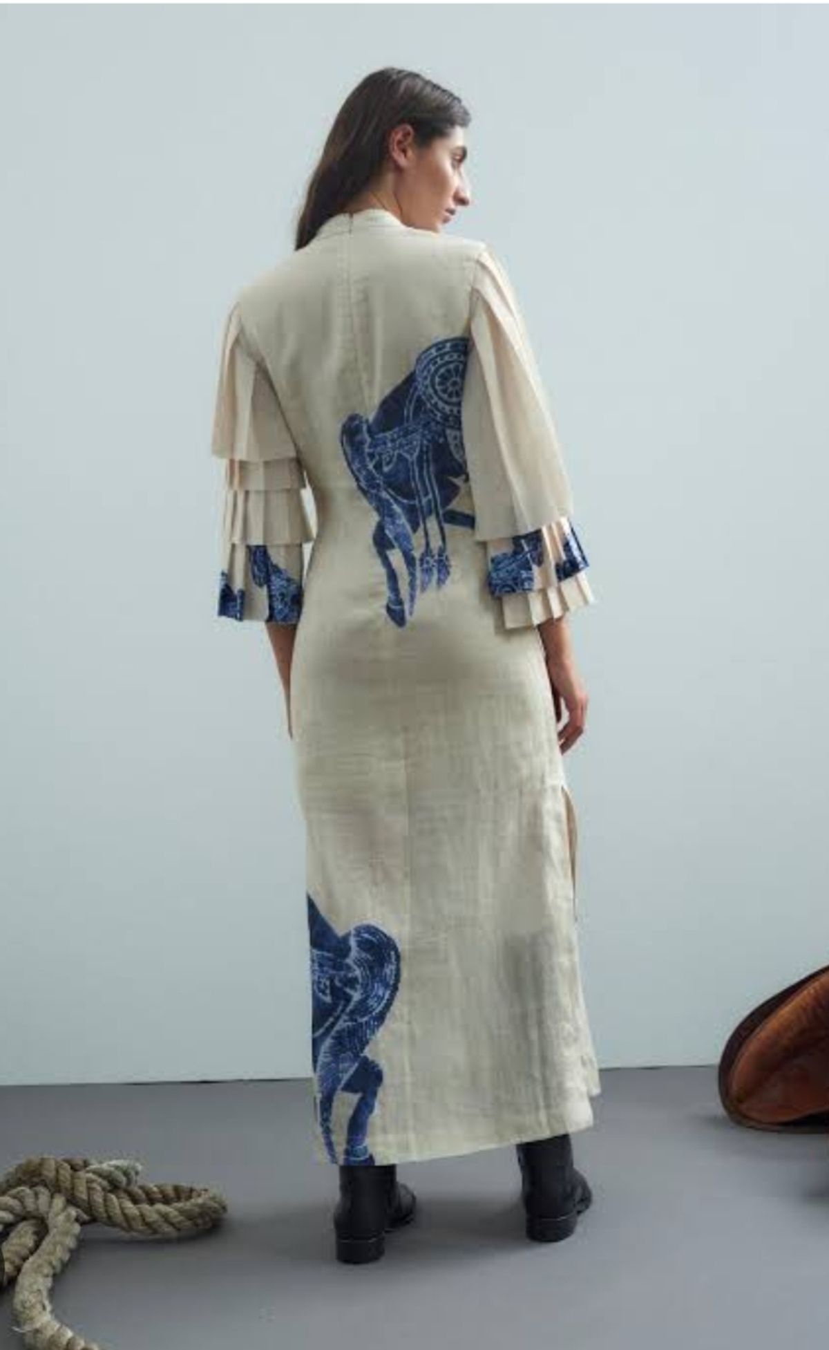 Alemais Riders Pleat Sleeve Midi Dress Size 10 - Image 3