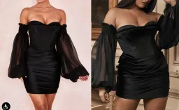 House of CB "BEAU" Black Corset Mini Dress w/ Sleeves S BRAND NEW for rent on The Volte - image 1