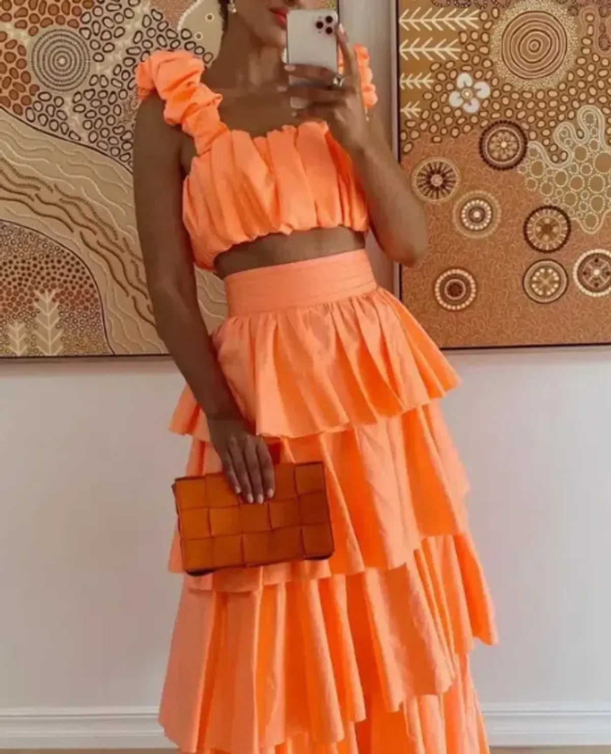 AJE MEDINA SKIRT AND TOP SET [ORANGE] - Image 1