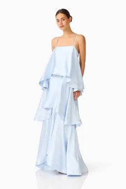 Elliatt Tilly Tiered Maxi Dress in Pale Blue Size S / AU 8 for rent on The Volte - image 1