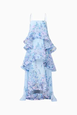 Elliatt  Armani Tiered Maxi Dress in Baby Blue Floral Size XS / AU 6 for rent on The Volte - image 5