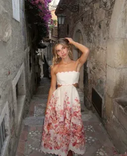 Zimmermann Devi Scallop Midi Dress in Floral Size 1 AU 10 for rent on The Volte - image 1