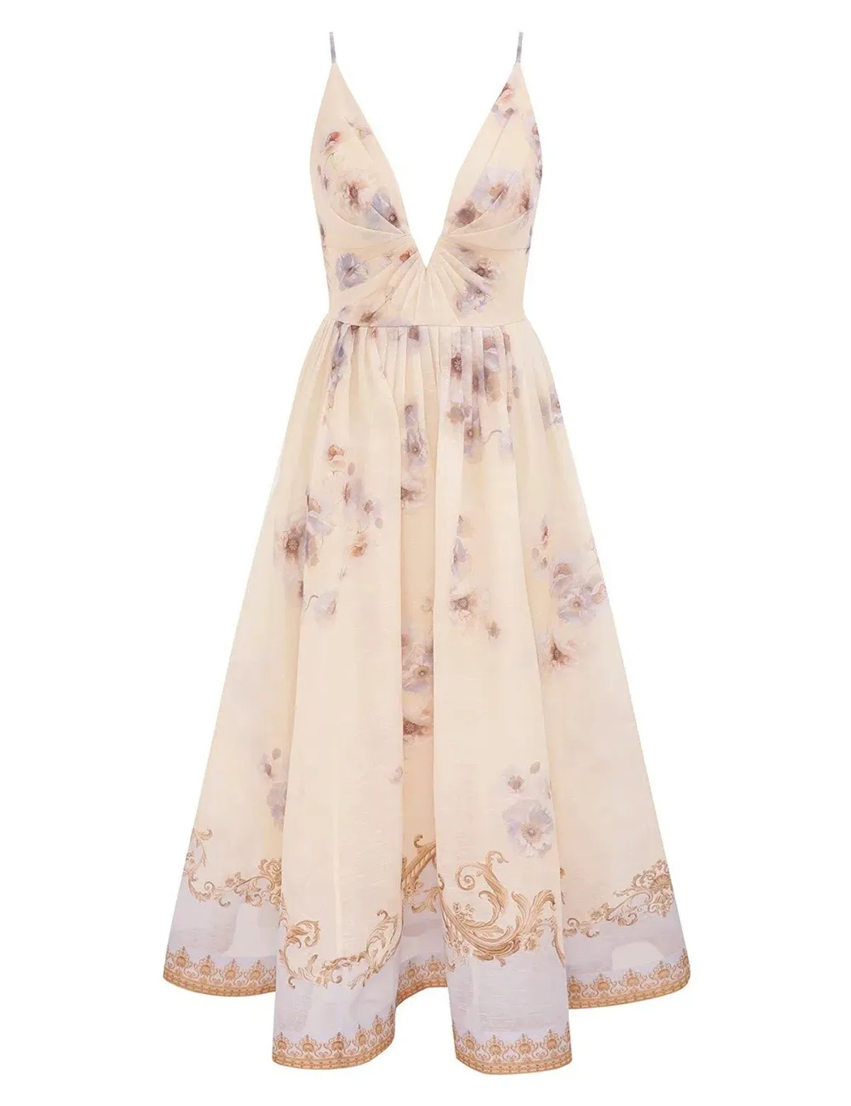 Zimmermann Hypnotic V Neck Midi Dress in Blue Floral Size 4 / AU 16 - Image 1