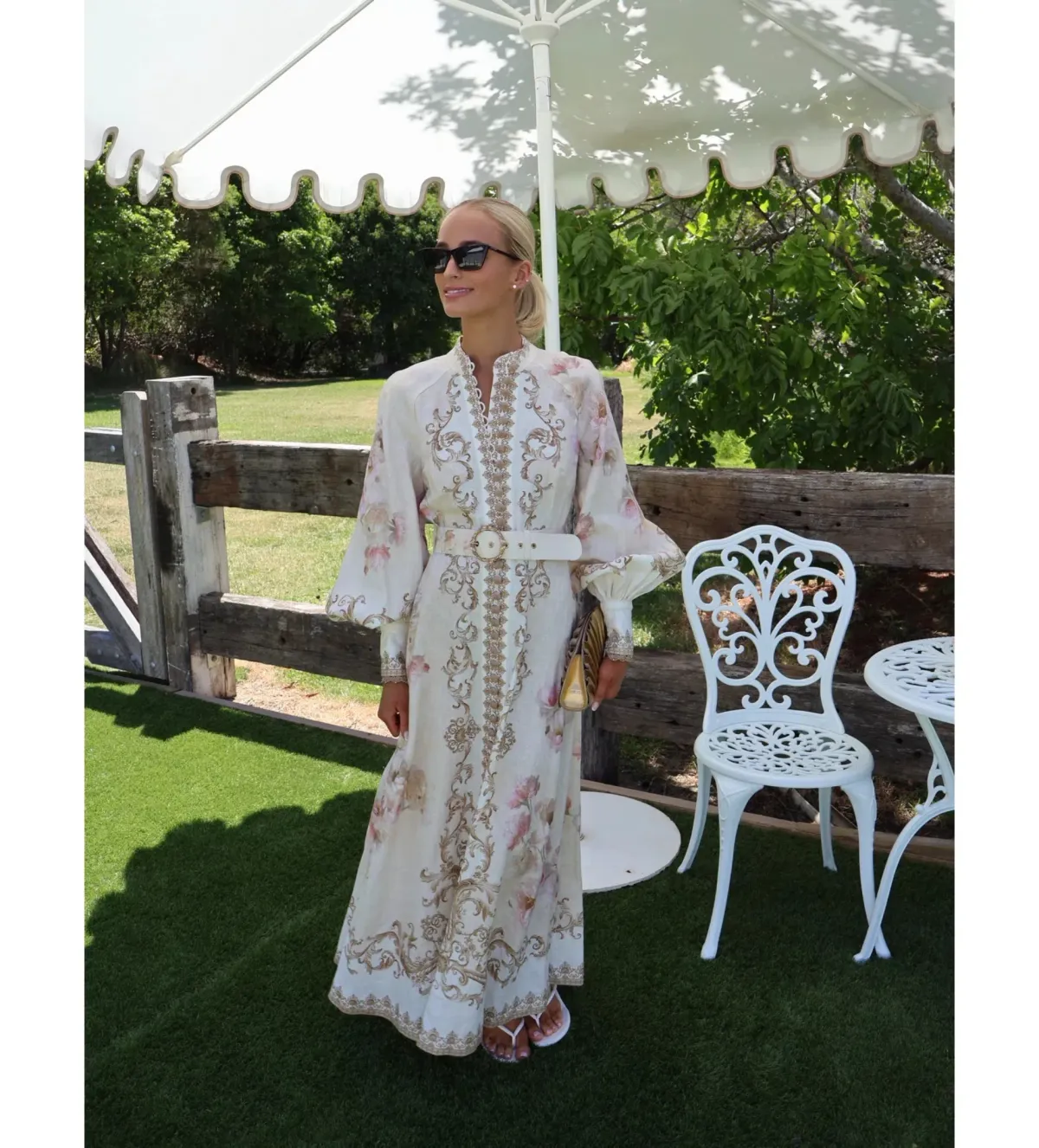 Zimmermann Hypnotic Buttoned Midi Dress in Cream Peony Size 4 / AU 16 - Image 4