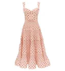 Zimmermann Pleated Draped Midi Dress in Pink Dot Size 0 / AU8 for rent on The Volte - image 1
