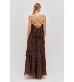 Aje Ophelia Lace Gown in Chocolate Size AU6 for rent on The Volte - image 3