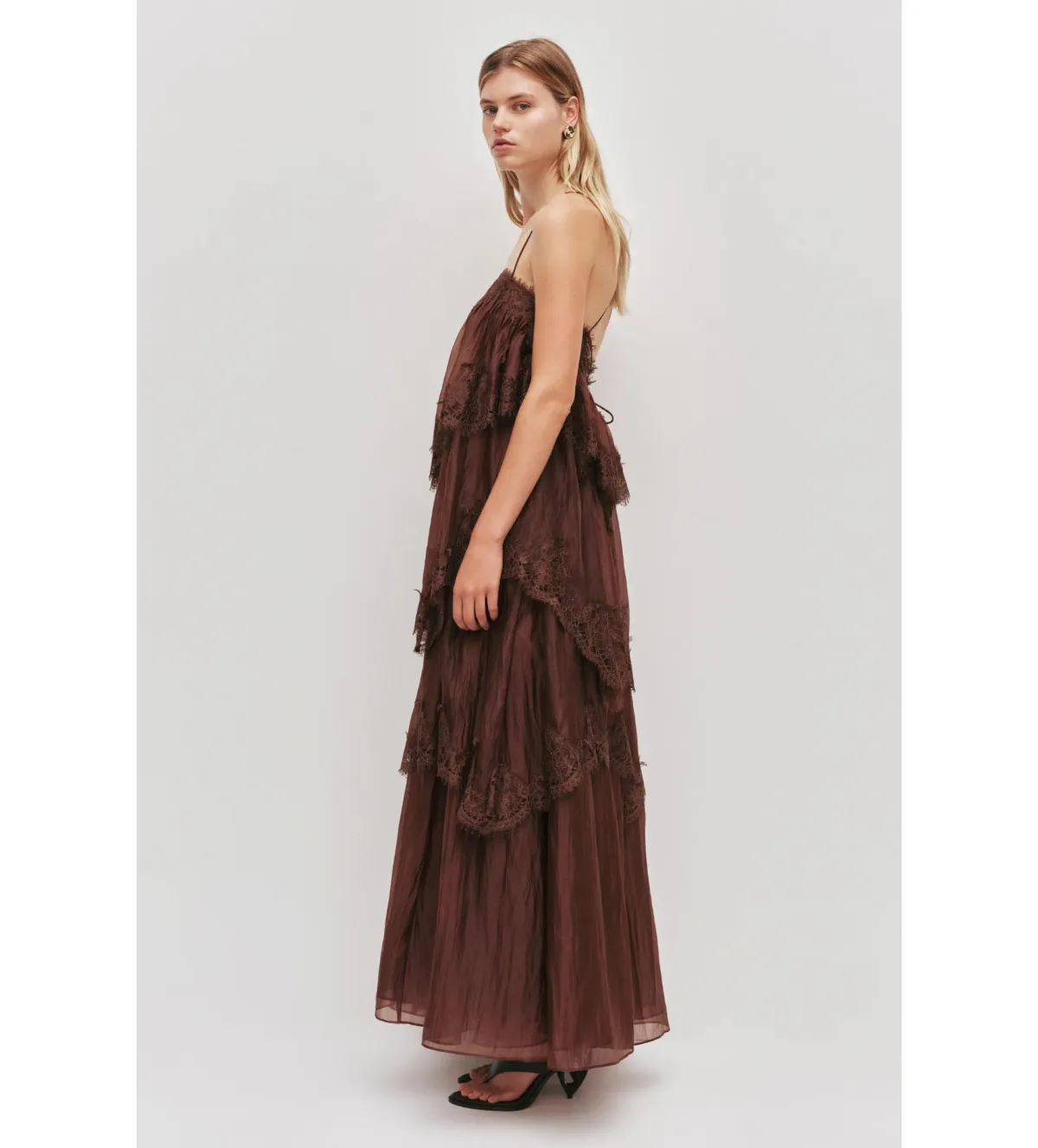 Aje Ophelia Lace Gown in Chocolate Size AU6 - Image 2