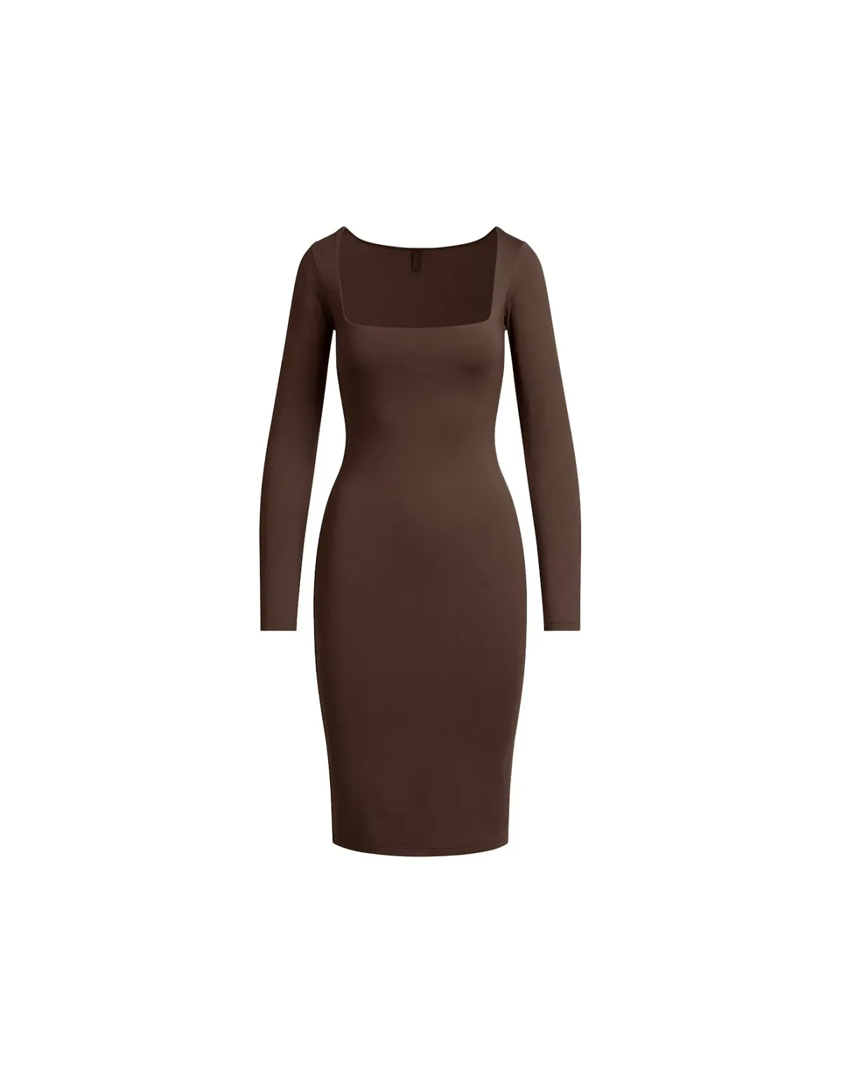 Skims Smooth Layers Square Neck Long Sleeve Midi Dress Brown Size XS - Image 2