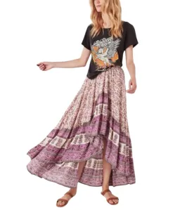 Spell & the Gypsy Love Castaway Skirt Maxi Floral Boho High Low Size Small Plum for rent on The Volte - image 3
