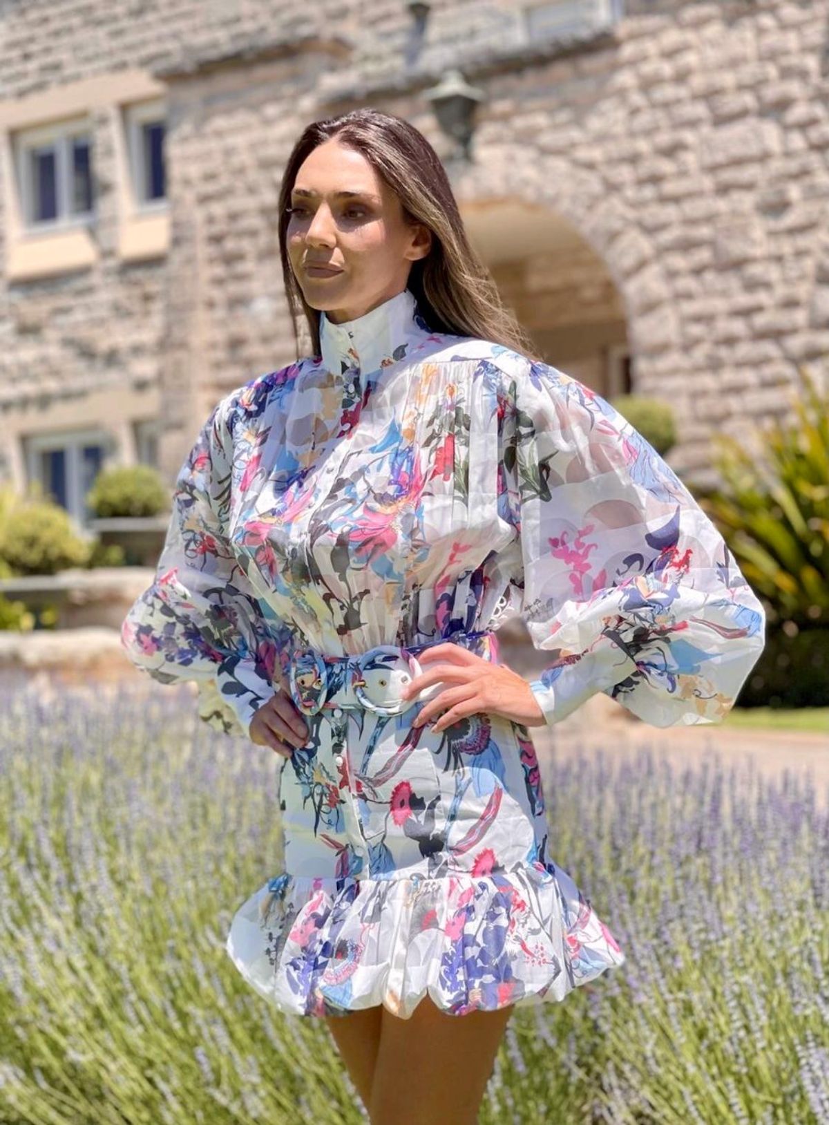 Mackenzie Mode Seeing Stars Mini Dress Geo White Size 6 - Image 1