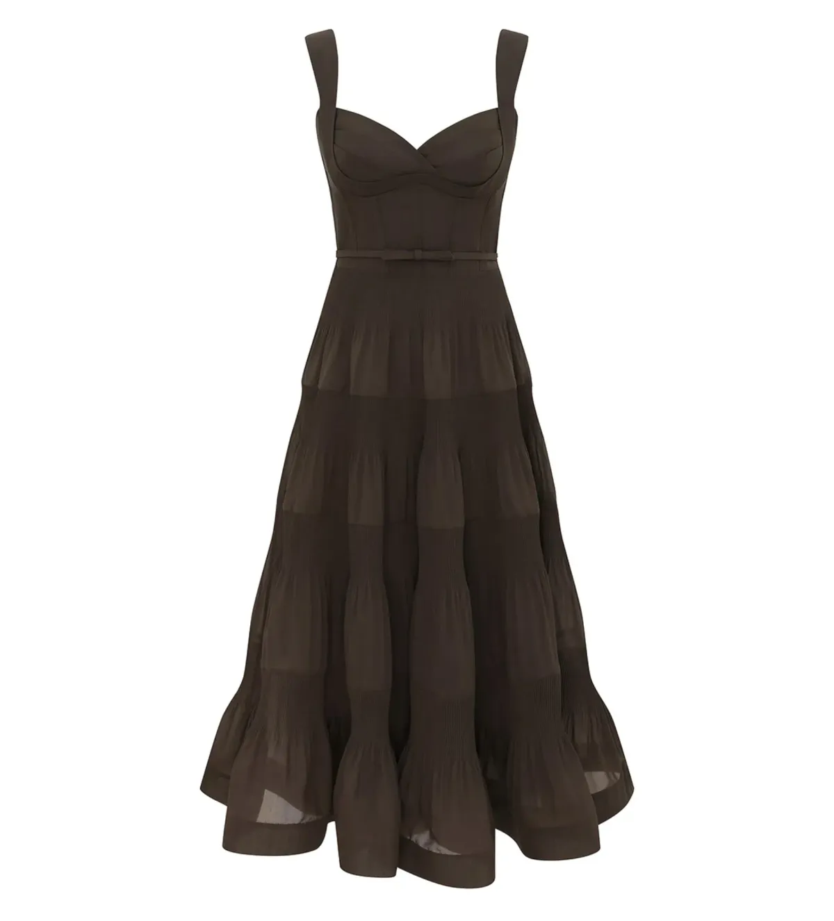 Zimmermann Pleated Draped Midi Dress in Olive Size 0 / AU8 - Image 1
