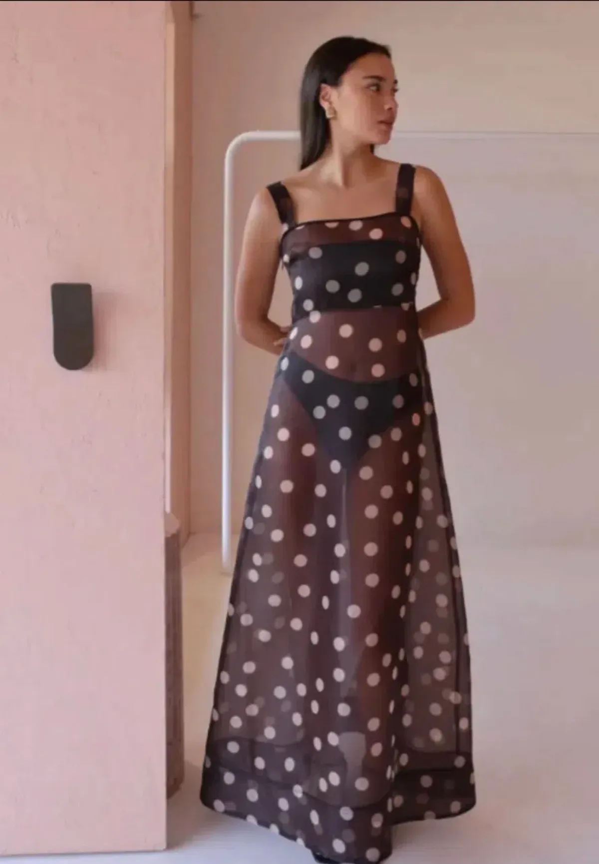 BY NICOLA GOLDIE MAXI DRESS CHOCOLATE POLKA - Image 2