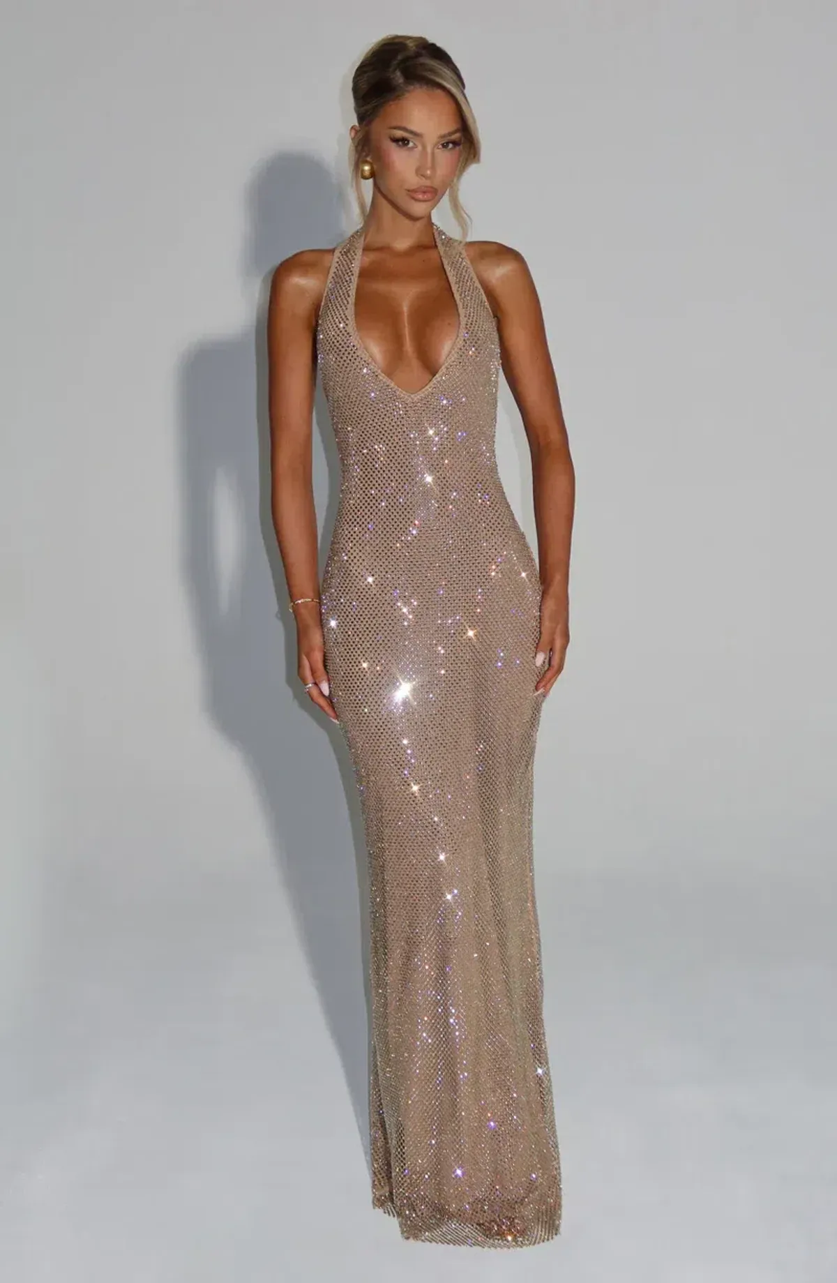 babyboo starla maxi dress size xs (Gold) - Image 3