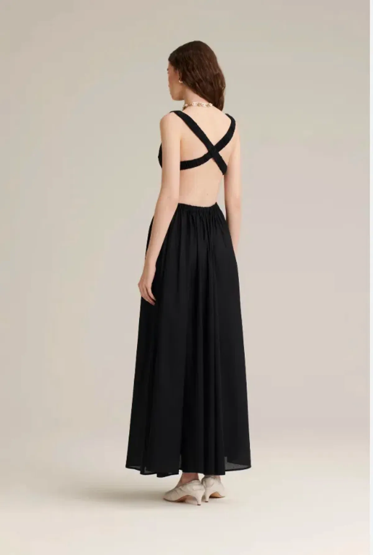 Scanlan Theodore Polished Voile Gather maxi dress black size Aus 8  - Image 2