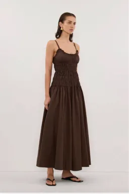 Dissh Toby bitter chocolate cotton midi dress size Aus 6 for rent on The Volte - image 1