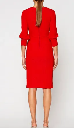 Scanlan Theodore Crepe Long Sleeve Dress In Red | Size AU 10 for rent on The Volte - image 3