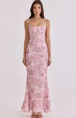 House of CB Naima pink hand beaded embellished corset maxi dress - limited edition Regular Cup Size S for rent on The Volte - image 1