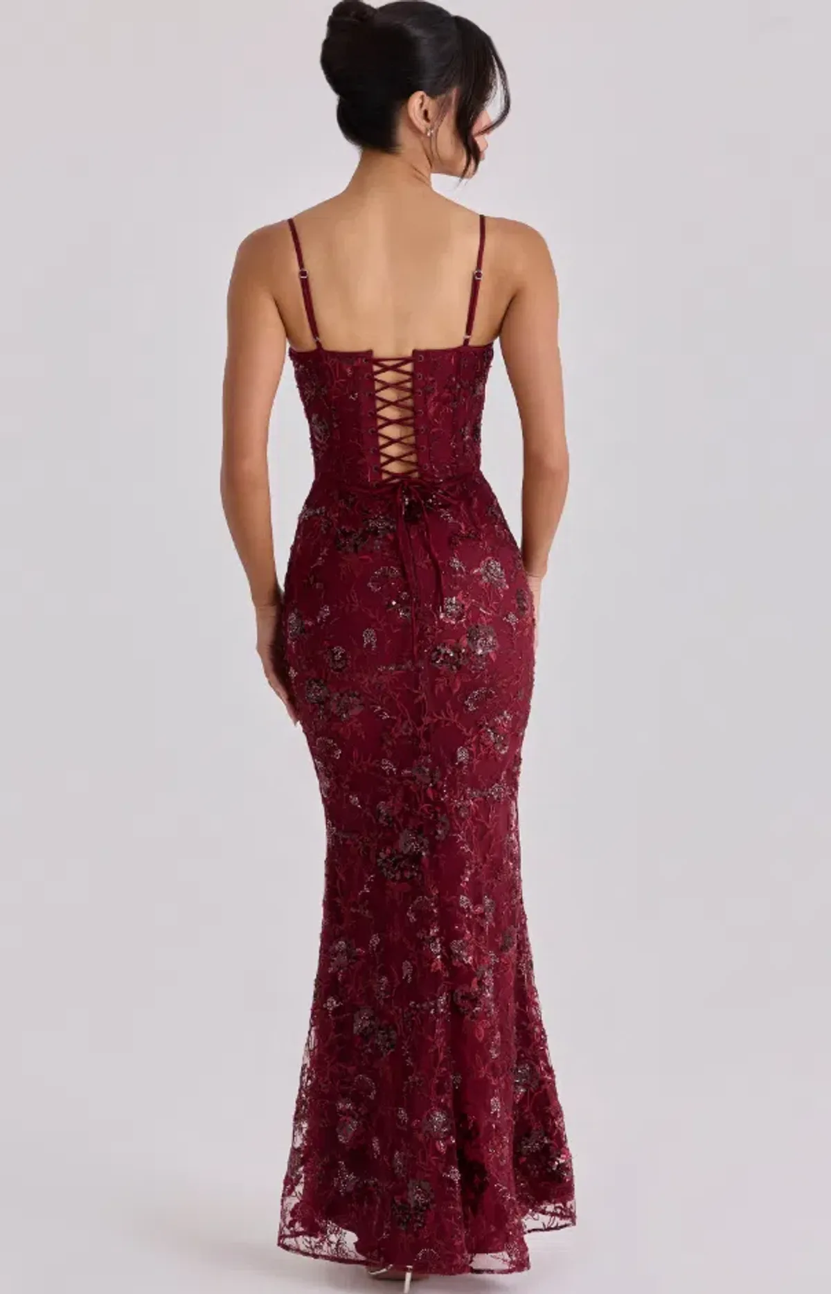 House of CB Naima wine hand beaded embellished corset maxi dress - limited edition Regular Cup Size L - Image 2