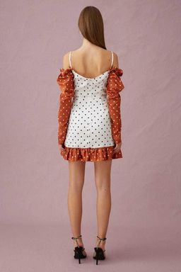Keepsake The Label Butterflies Long Sleeve Mini Dress Tobacco Polkadot Dress Size 8 for rent on The Volte - image 3