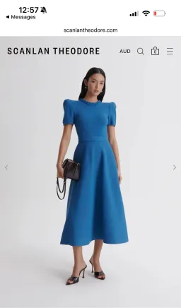 Scanlan Theodore CREPE KNIT GATHER SLEEVE DRESS for rent on The Volte - image 1