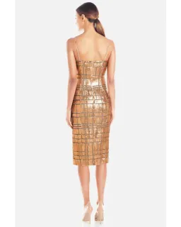 Misha Yvette Dress Gold Sequin Size 10 for rent on The Volte - image 2
