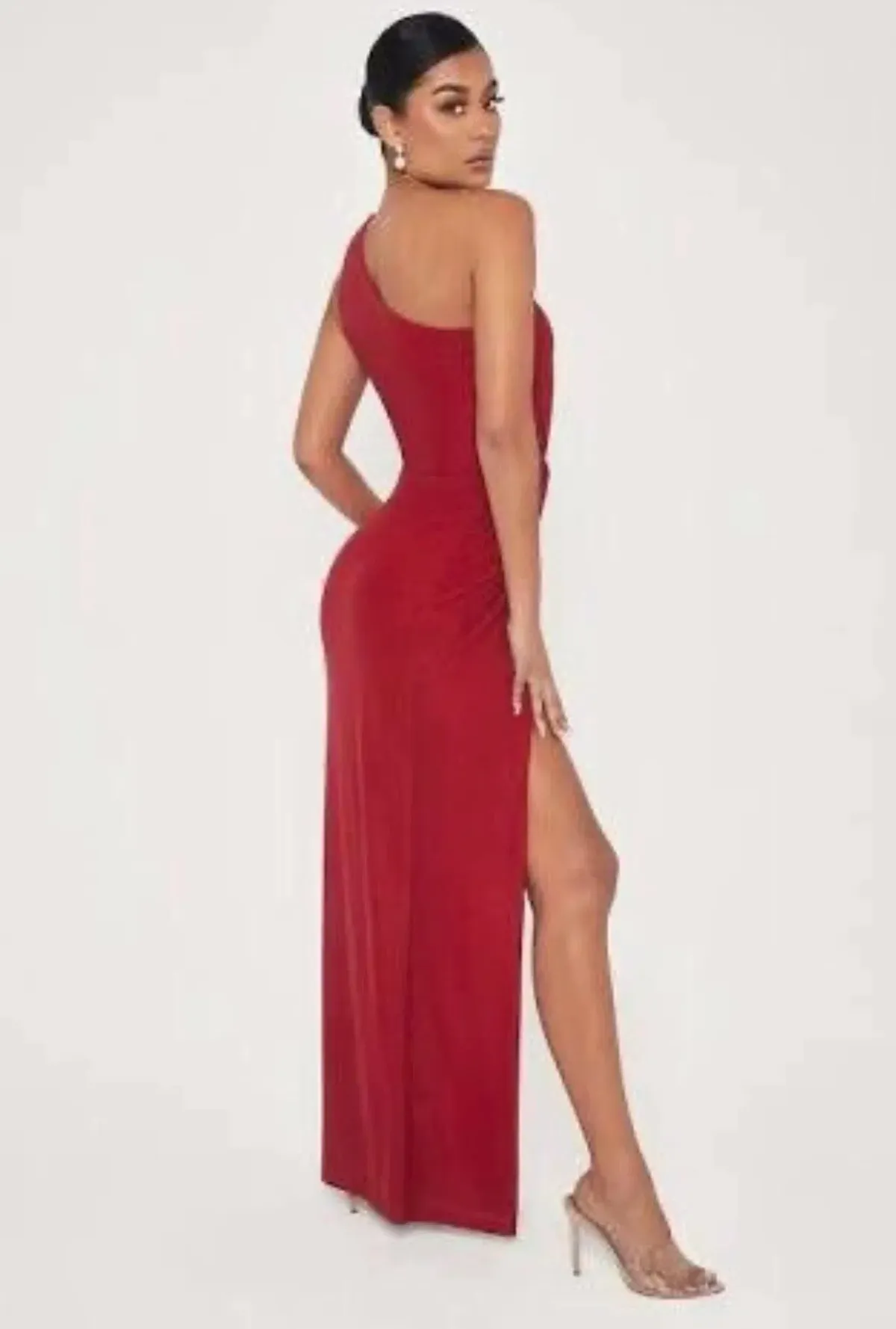 Meshki Hattie Red Metallic Glitter Stretchy Gown Dress | Size XL AU 14 - Image 4