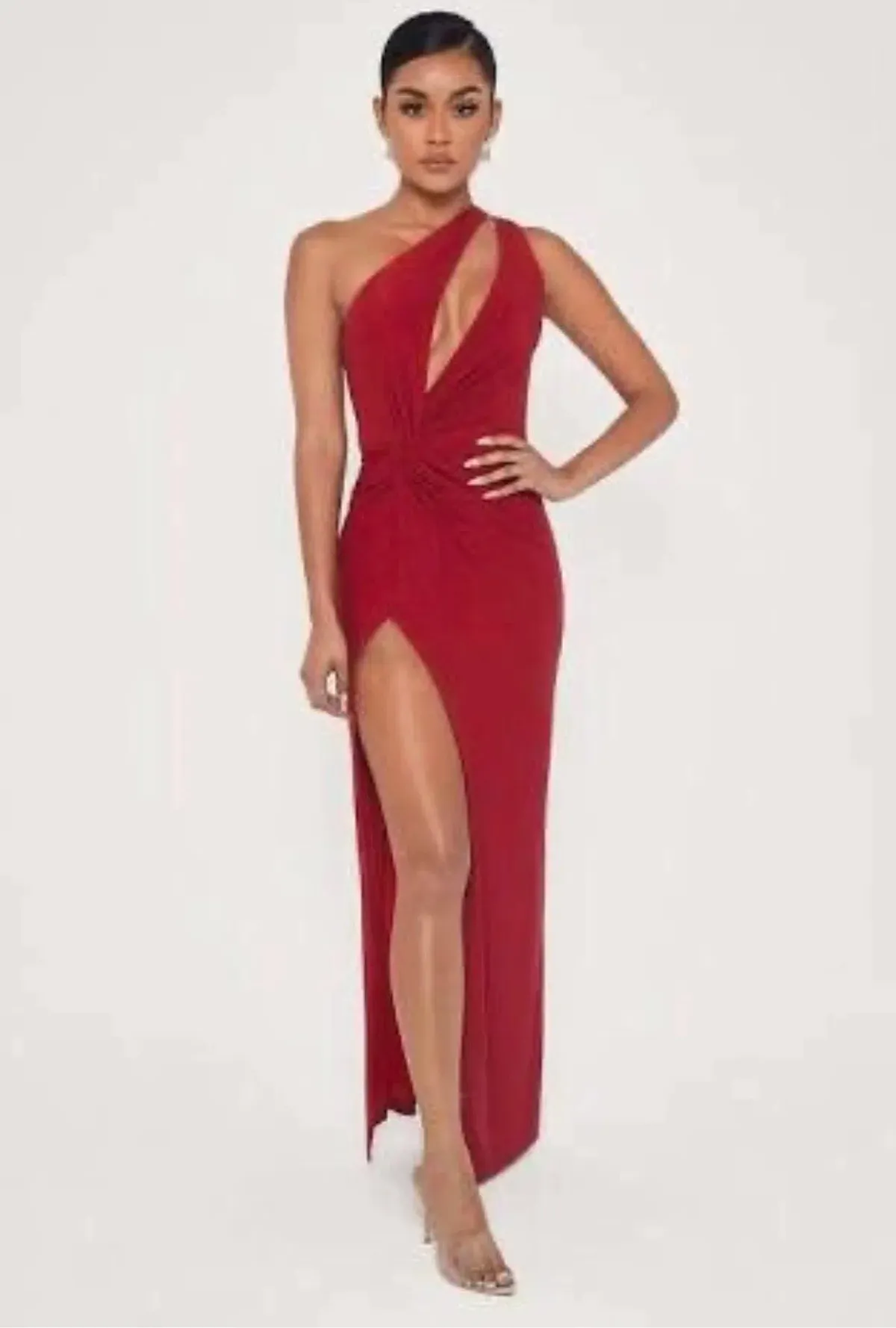 Meshki Hattie Red Metallic Glitter Stretchy Gown Dress | Size XL AU 14 - Image 3